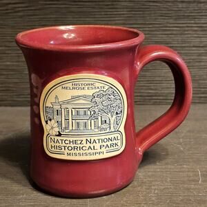 Deneen Pottery Mug Historic Melrose Estate Natchez MS Deep Red Hand Thrown 2015